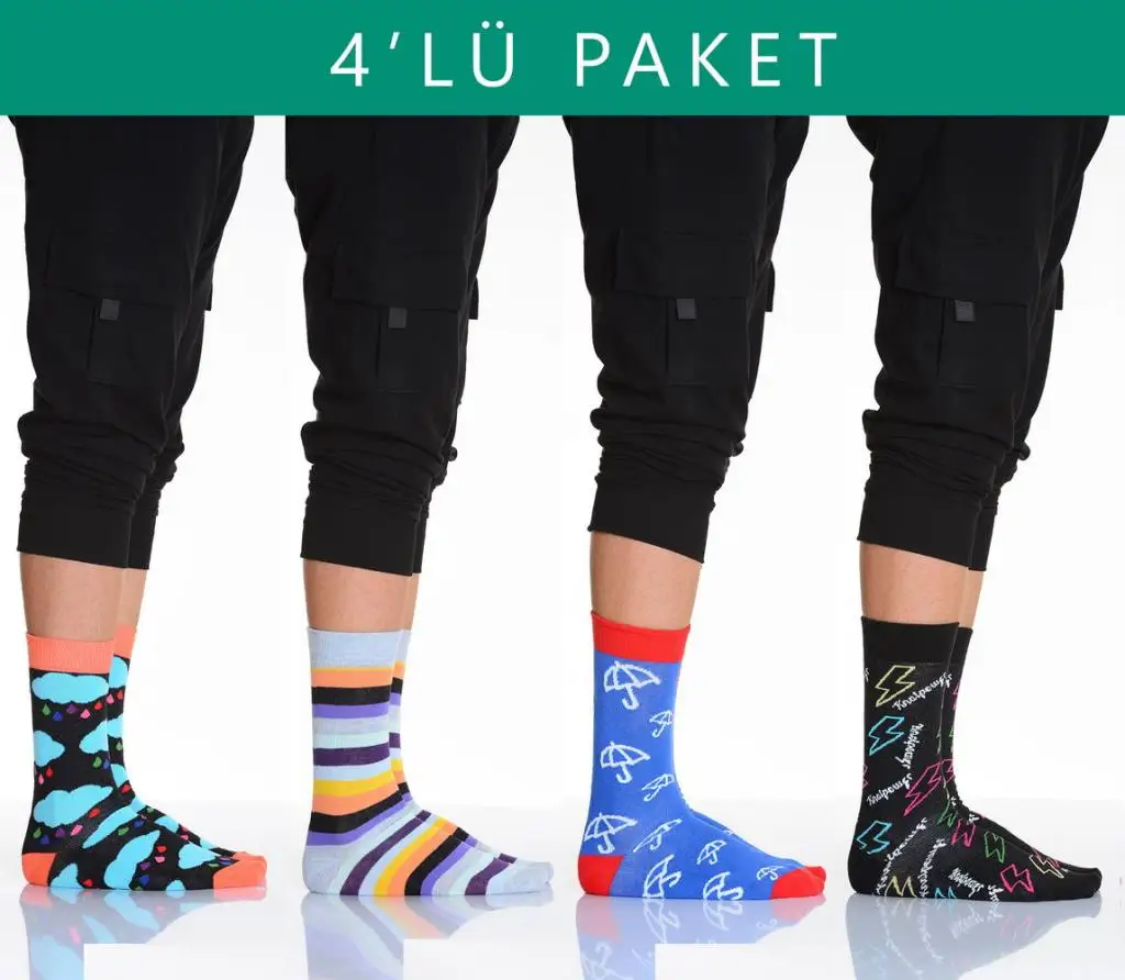 Pattern Color Male Socket-4'lü Package