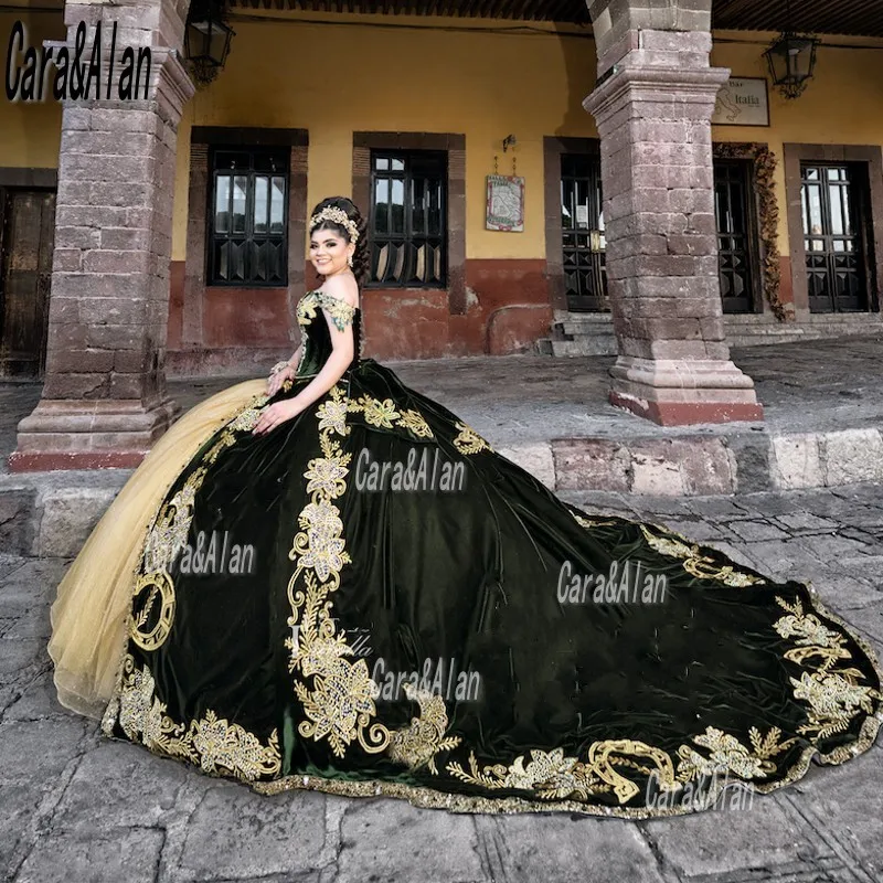 green and black quince dress Off Shoulder Black Pattern Prom Evening Ball Gown Wedding Dress LS9534 –  SELINADRESS