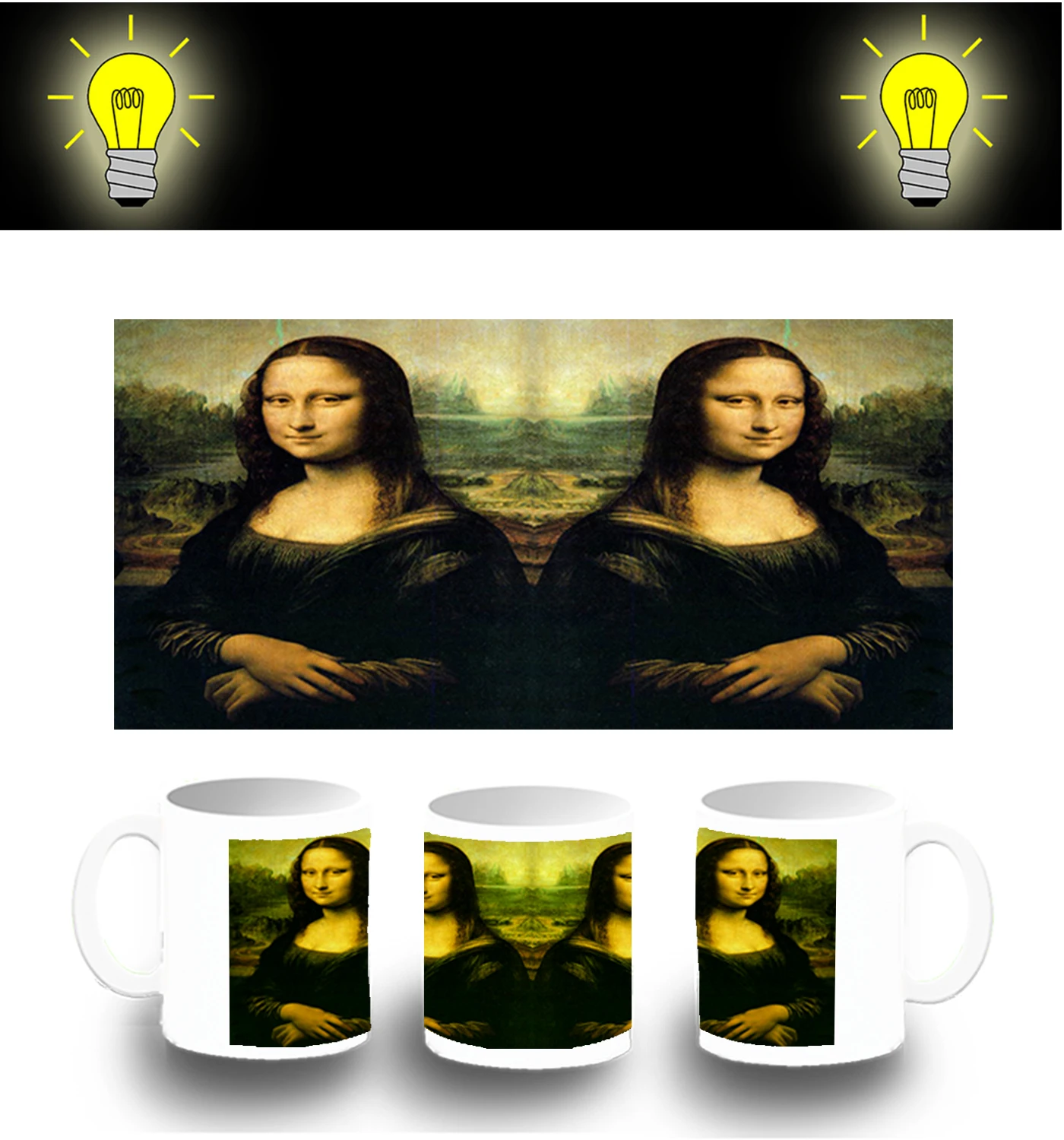 CUP PHOTOLUMINESCENT GIOCONDA MONALISA BOX glitter mug