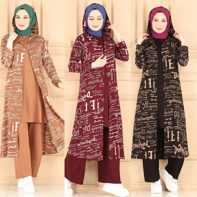 tracksuit set 2022season muslim fashion arabia Dubai fashion trends 100% Made in Turkey abayas hijab clothing muslim sets