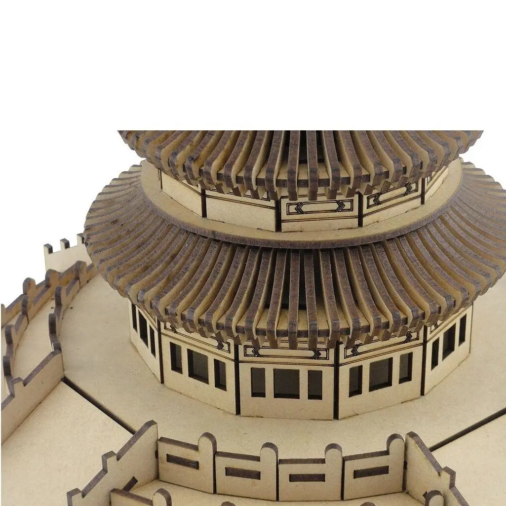 3D Wooden Temple Of Heaven Scale Model 283 Piece DIY and Paint for Kids 3-Dimensional Dyeable Puzzle