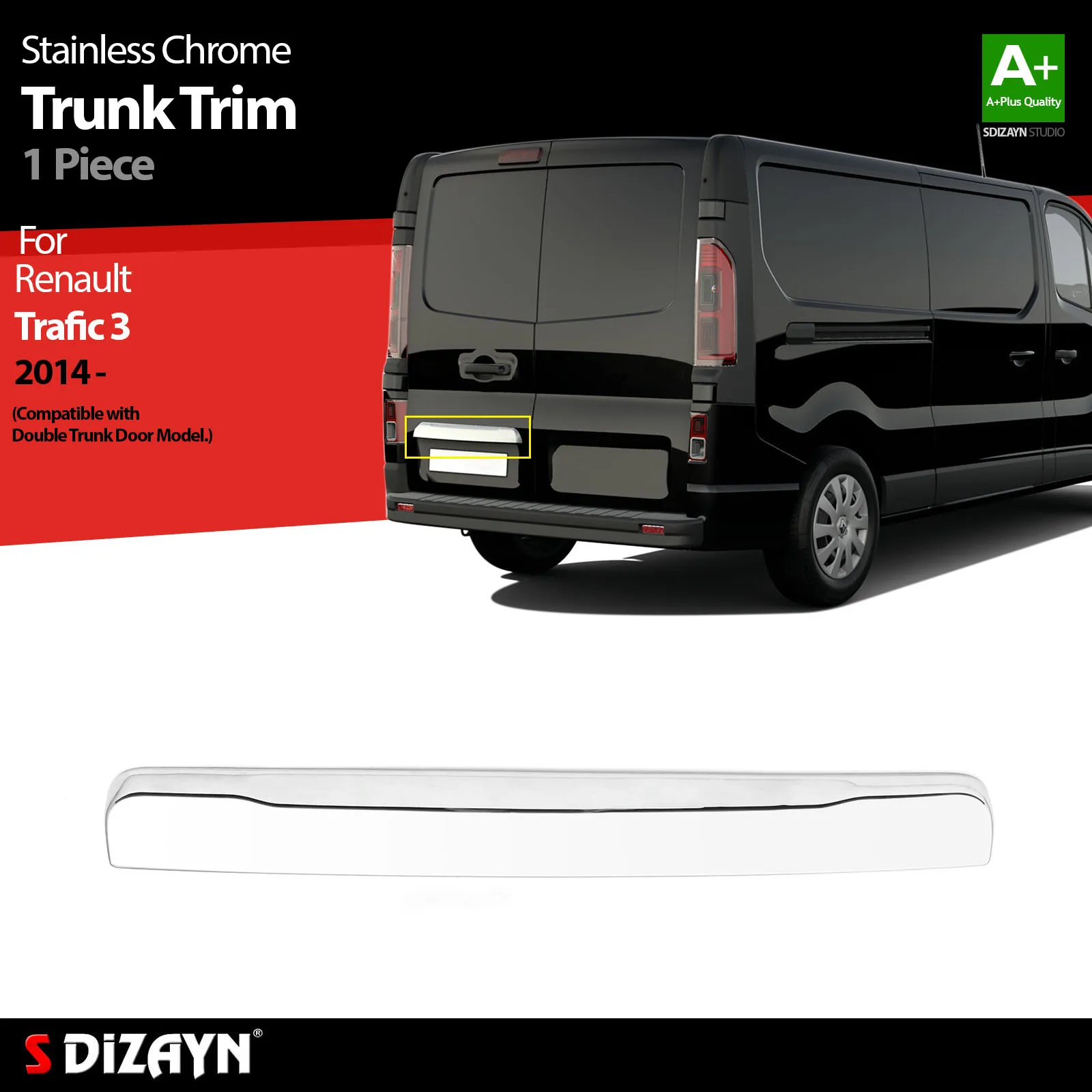 

S Dizayn For Renault Trafic Chrome Trunk Lower Trim Stainless Steel 1 Pcs Exterior Car Accessories Parts Auto Products Stickers