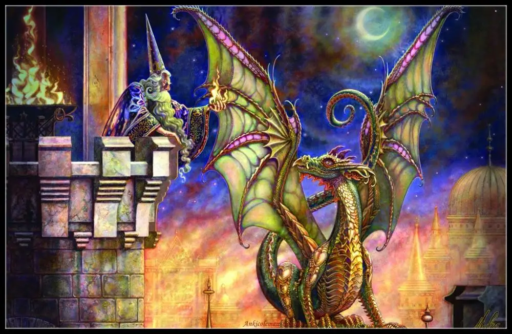 

Dragons Fire 1 - Counted Cross Stitch Kits - Handmade Needlework for Embroidery 14 ct Cross Stitch Sets DMC Color