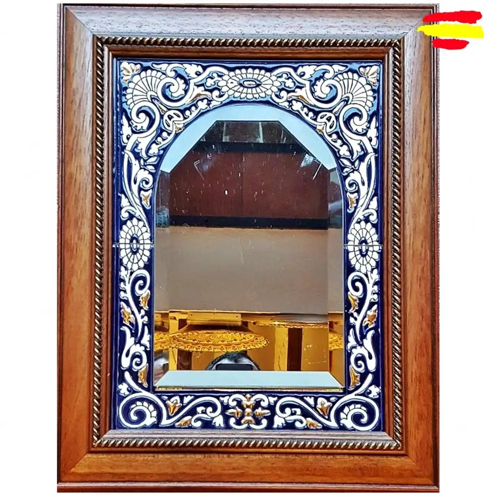 Mirror Ceramics Framed wooden 50x40cm./20x16in - Ceramics glazed up handmade - Made in Spain - MIJASCERAMIC - ARTECER -