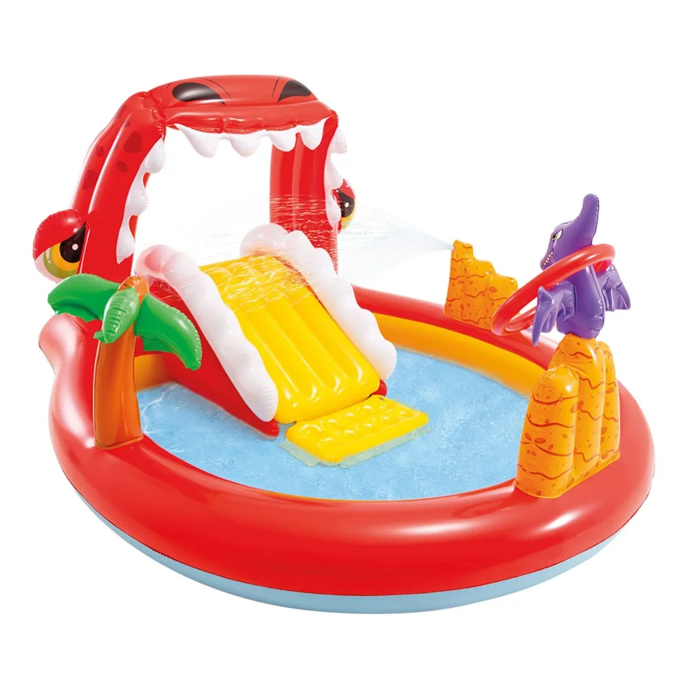 Happy Dino INTEX water games center, children's pool, inflatable pool, pool toys, pool games, INTEX pools, inflatable pools, children's pools, inflatable INTEX, pool with slide