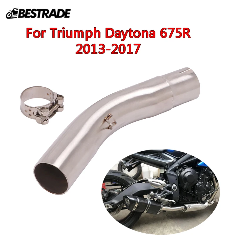 Motorcycle Middle Link Pipe Exhaust Connect Tips For Triumph Daytona 675R 2013 2014 2015 2016 2017 Stainless Steel Mid Tube