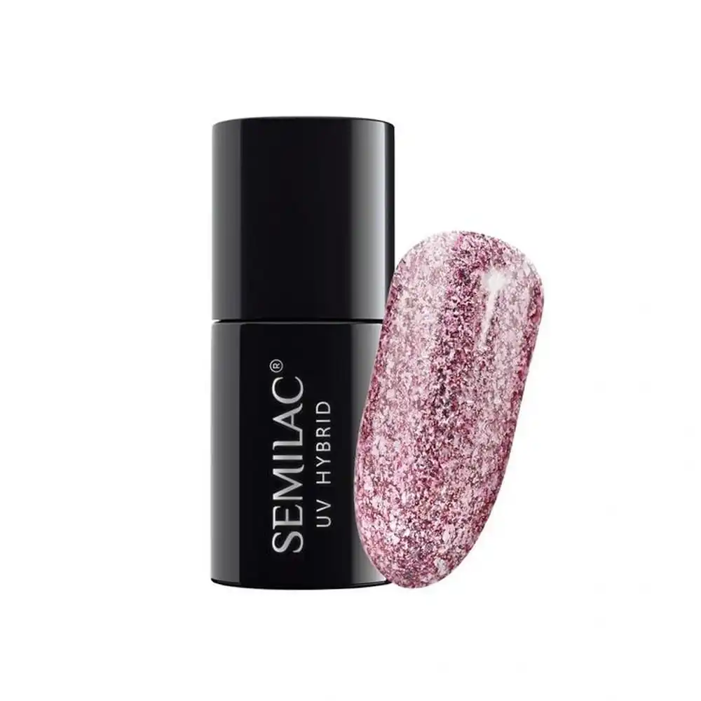 Semilac Peach Pink Shimmer 295 semi-permanent coverage, UV hybrid nail polish texture Gel