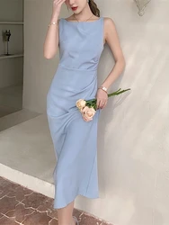 2022 Elegant Women Dress Sexy Sleeveless Female Harajuku Party Midi Dress Casual Sundress Vestidos Mujer