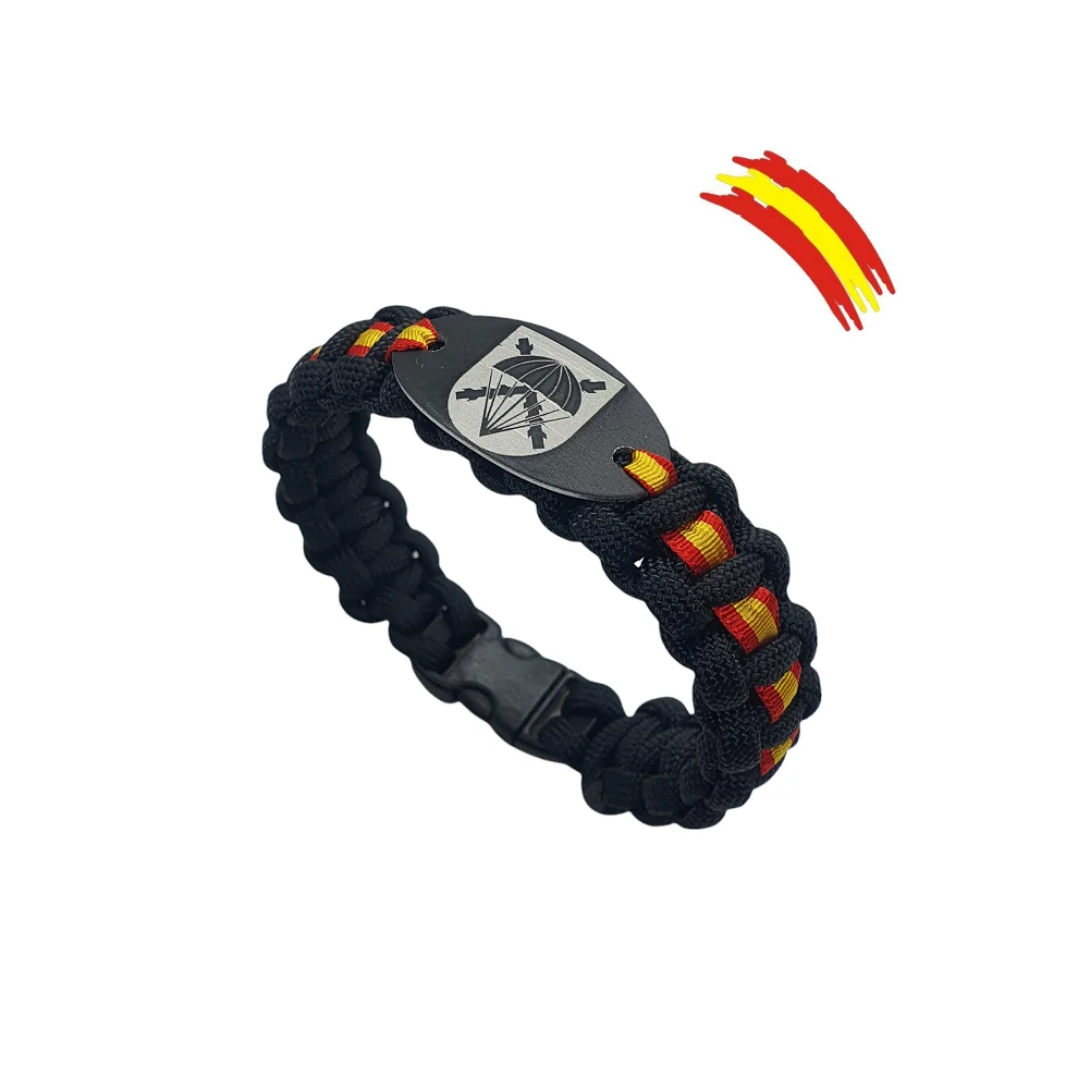 Bripac Parachute Brigade Bracelet, Black paracord Rope, Army Spain, Men's Bracelet, Fashionable Crafts Complement Spanish Armed Forces Gift.