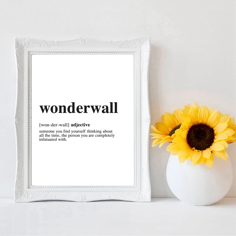Wonderwall Definition Print Modern Minimalist Poster Dictionary Wall Art Canvas Painting Picture for Living Room Home Decor