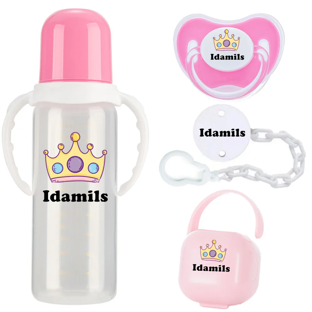 MIYOCAR personalized baby bottle pacifier/clip /box 4pcs set BPA free plastic 260ml standard neck baby bottle feeding bottle