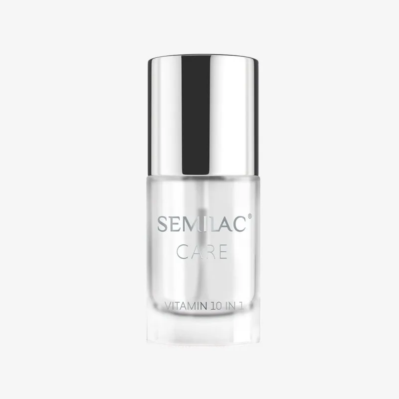 SEMILAC conditioner 10 in 1 vitamins among them e, c and f. Strengthens the nail, hydrates, regenerates the plate and makes it more resist