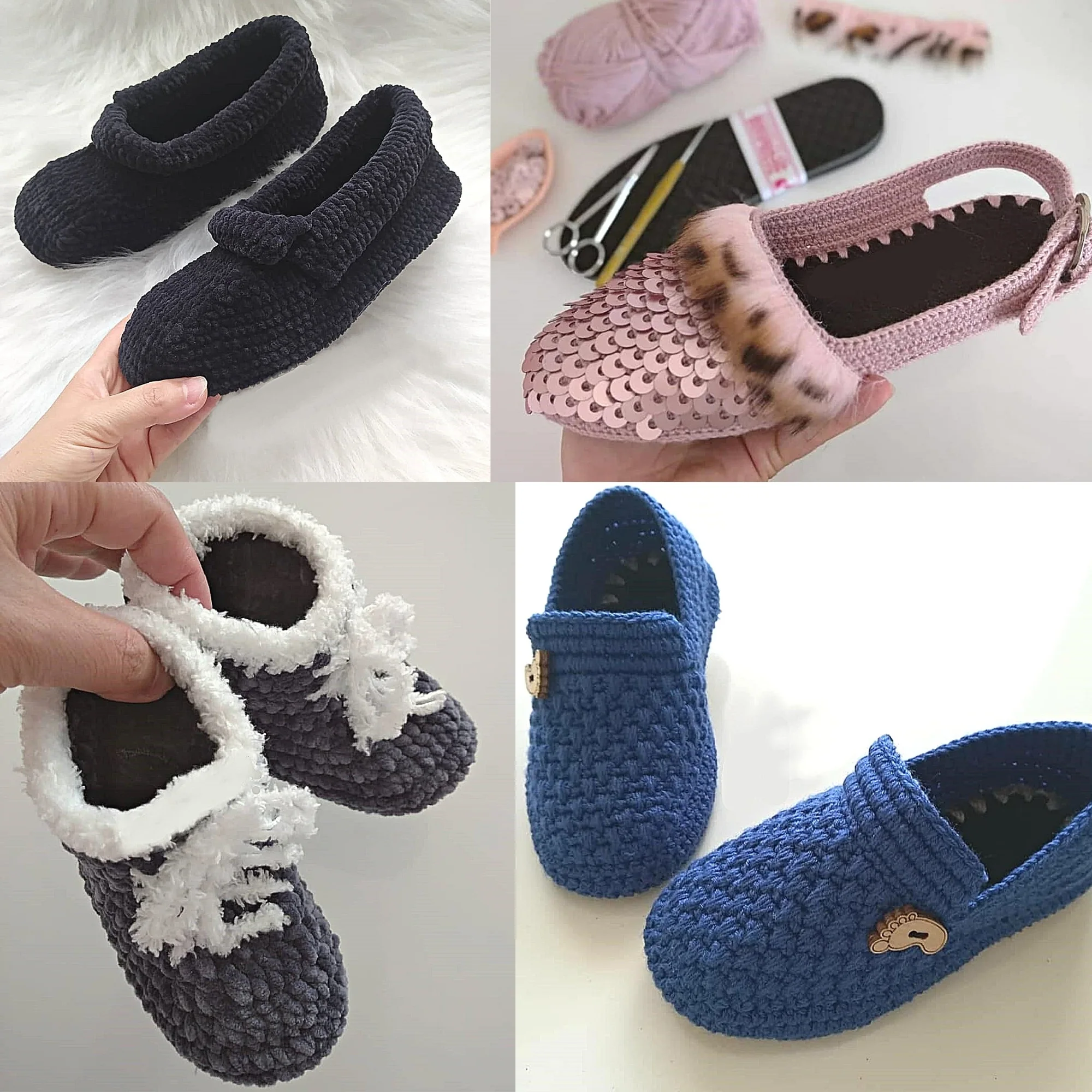 12 Pair Anti-Slip Wool Felt Sole for Knitting Indoor Slippers Winter Warm House Shoes Sole Suitable for Kids, Women and Men