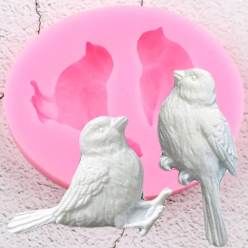 3D ptaki silikonowe formy czekoladowe cukierki DIY Craft mydło żywica formy urodziny dziecka Cupcake Topper narzędzia do dekorowania ciast masą cukrową