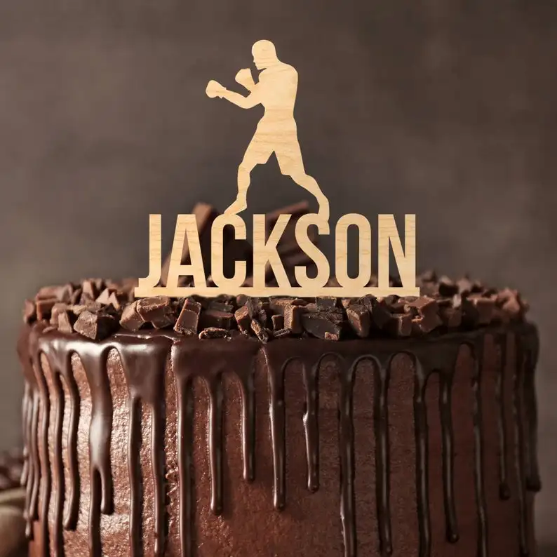 Personalized Name Boxing birthday cake topper,boxer Wooden cake topper,Birthday Party Decoration