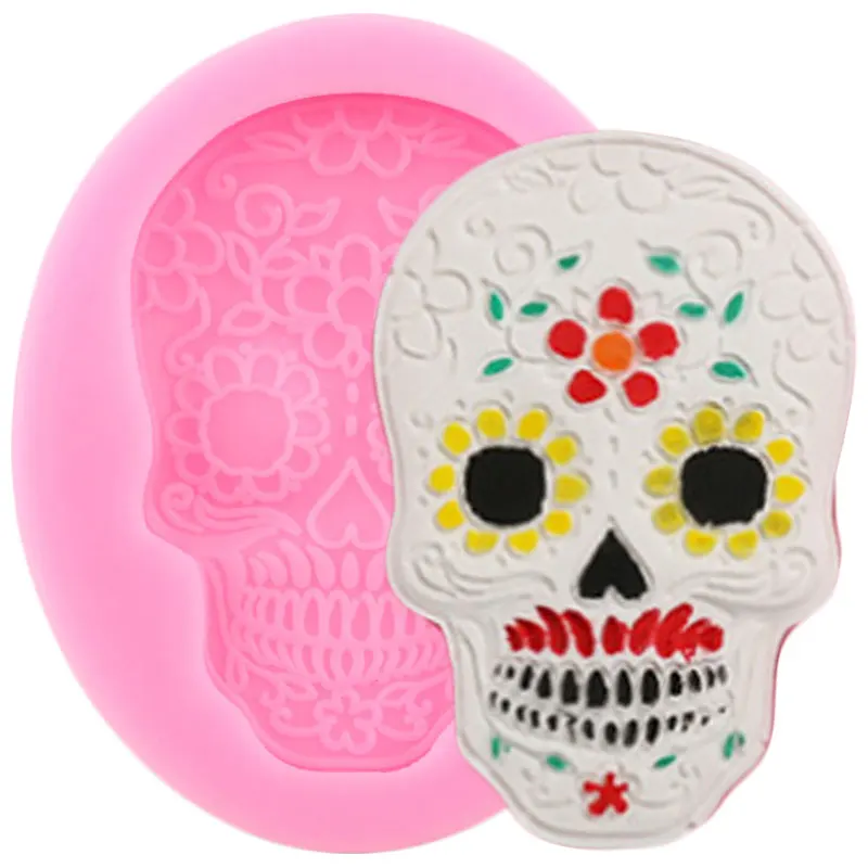 Halloween Skull Silicone Molds DIY Party Mask Cupcake Topper Fondant Cake Decorating Tools Candy Clay Chocolate Gumpaste Moulds