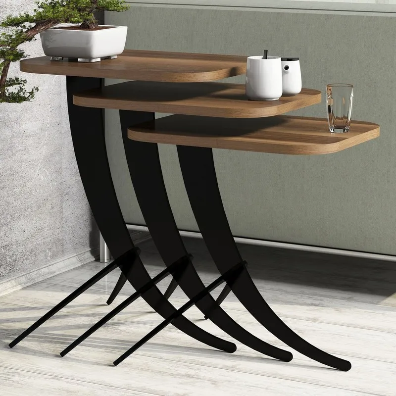 Variant Pion Metal Leg 3 PCS Coffee Table Metal Leg of Triple Service Table Nesting Table 3-Piece Set 3 side table Coffee table