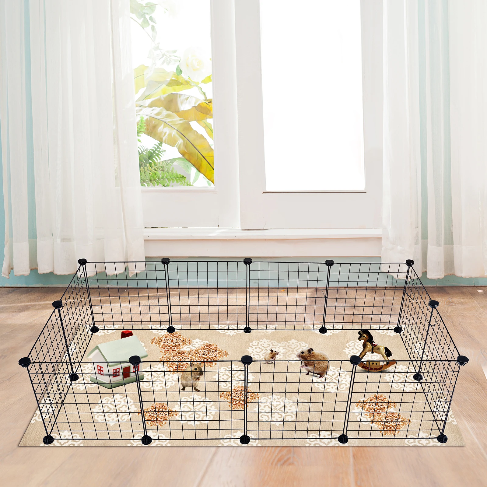 Outdoor Puppy Playpen Adjustable Wire Plastic Enclosure for Rabbits Hamster Kennel House Dogs Kitten Small Animals Supplies