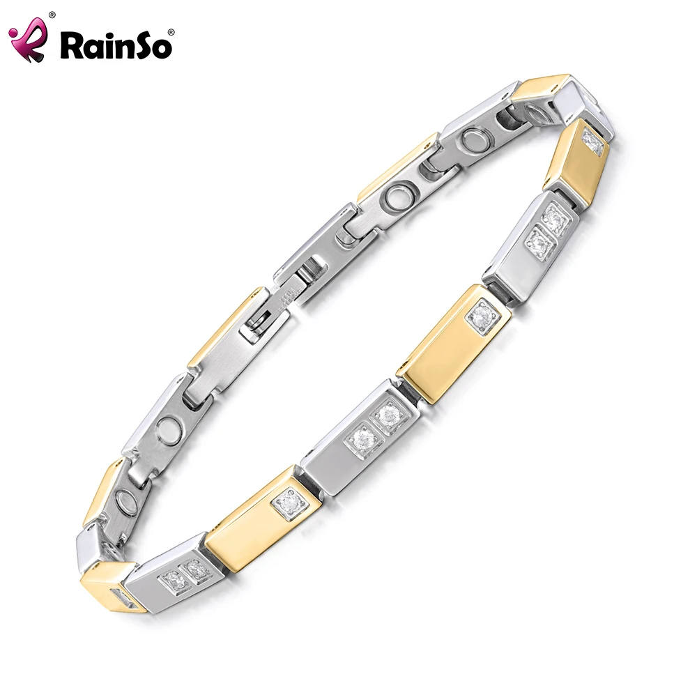 

Rainso Fashion Stainless Steel Magnetic Bracelet For Woman Healthy Useful Silver Gold Color Jewelry Promote Blood Circulation