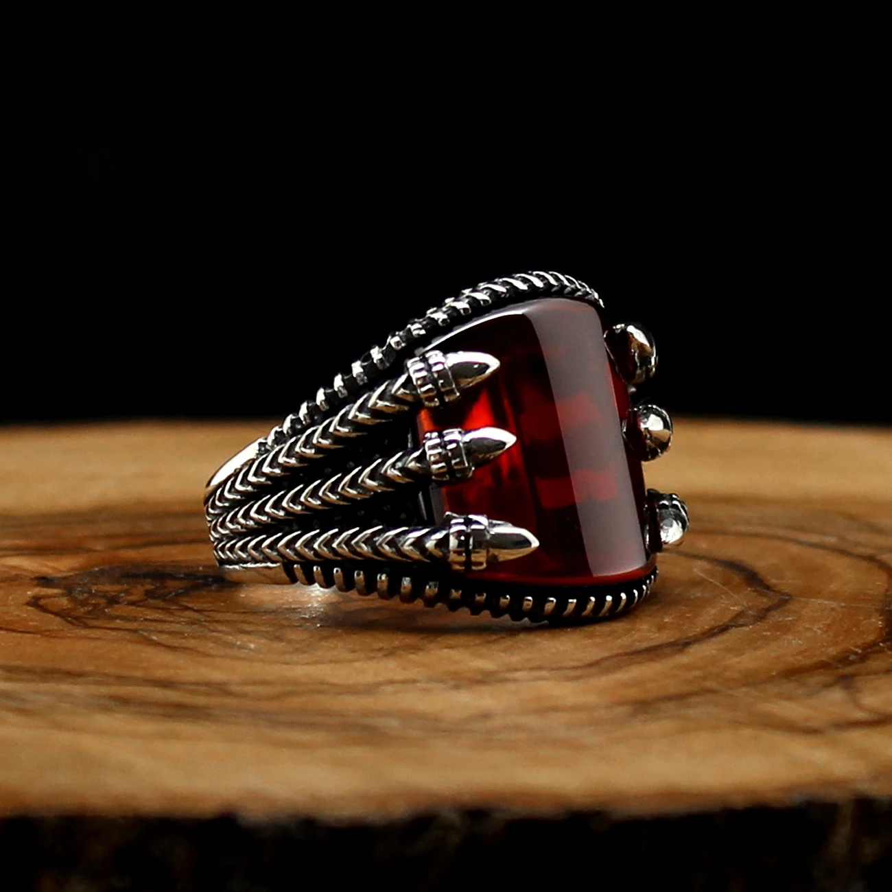 Turkey Jewelry Real Pure 925 Sterling Silver Natural Stone Ring For Men Women High quality Handmade Fashion Vintage Retro Gift Agate Onyx Zircon Turkish Style Accessory