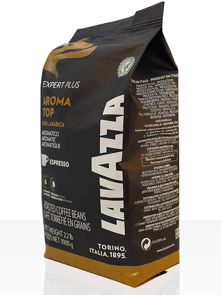 Lavazza aroma superior grãos de café 100% feijão arabica em pacote de 1 kg certificação rainforest alliance