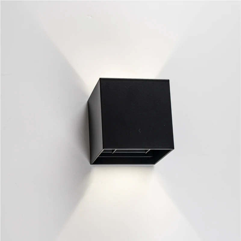 6W modern style black square waterproof LED wall lamp, can be installed indoors and outdoors, neutral light 4000k