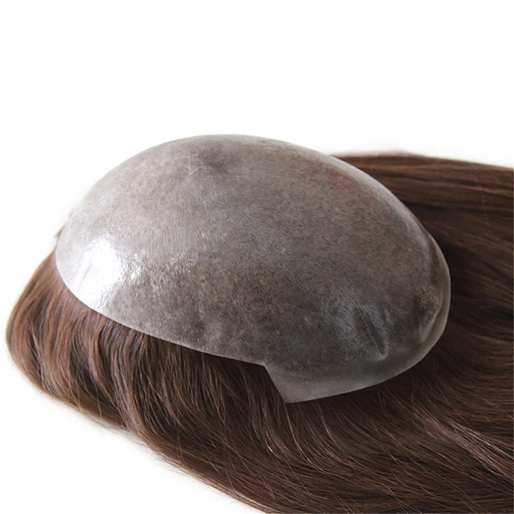 Solove Straight Skin PU Base Hair Topper Human Hair Toupee for Women Pure Color Virgin-Remy WomenToupee Double Knots Hairpieces