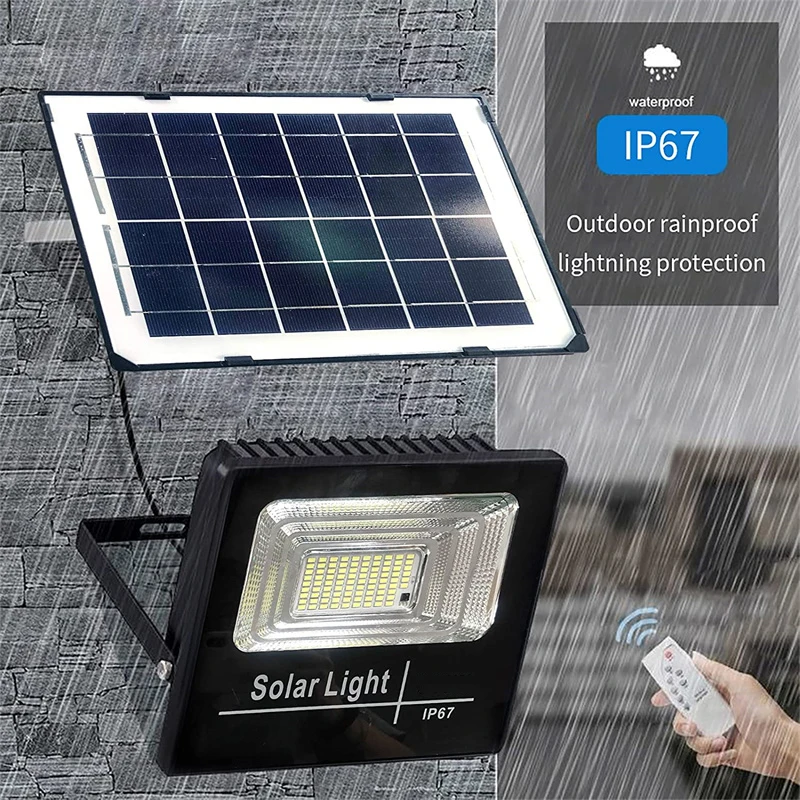 Luz de inundación Solar para exteriores, luces LED de seguridad impermeables IP67 con Control remoto, para porche, garaje y jardín