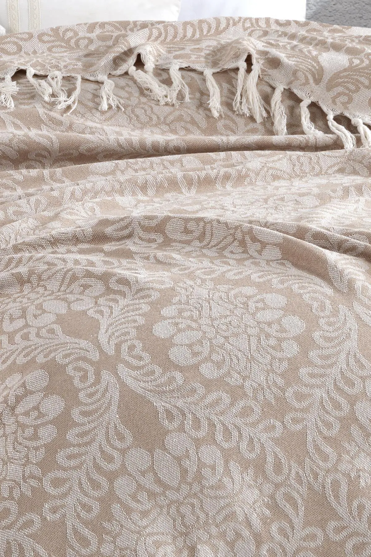 Turkish Quality 200x230Cm Jacquard Double Bed Linen 100% Cotton Cover Jacquard Mesh Woven Bedspread Soft