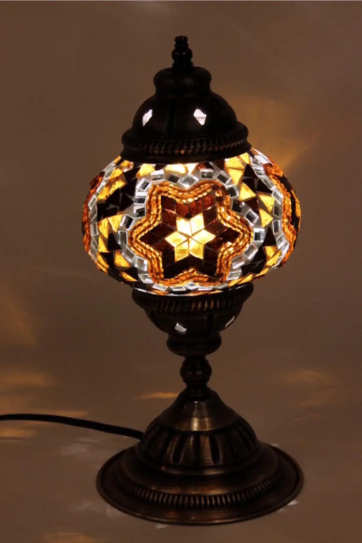 Table Top Authentic Mosaic Lamp No 2 Brown Turkish mosaic table Lamp vintage Art Deco Handcrafted Glass romantic bed light Z