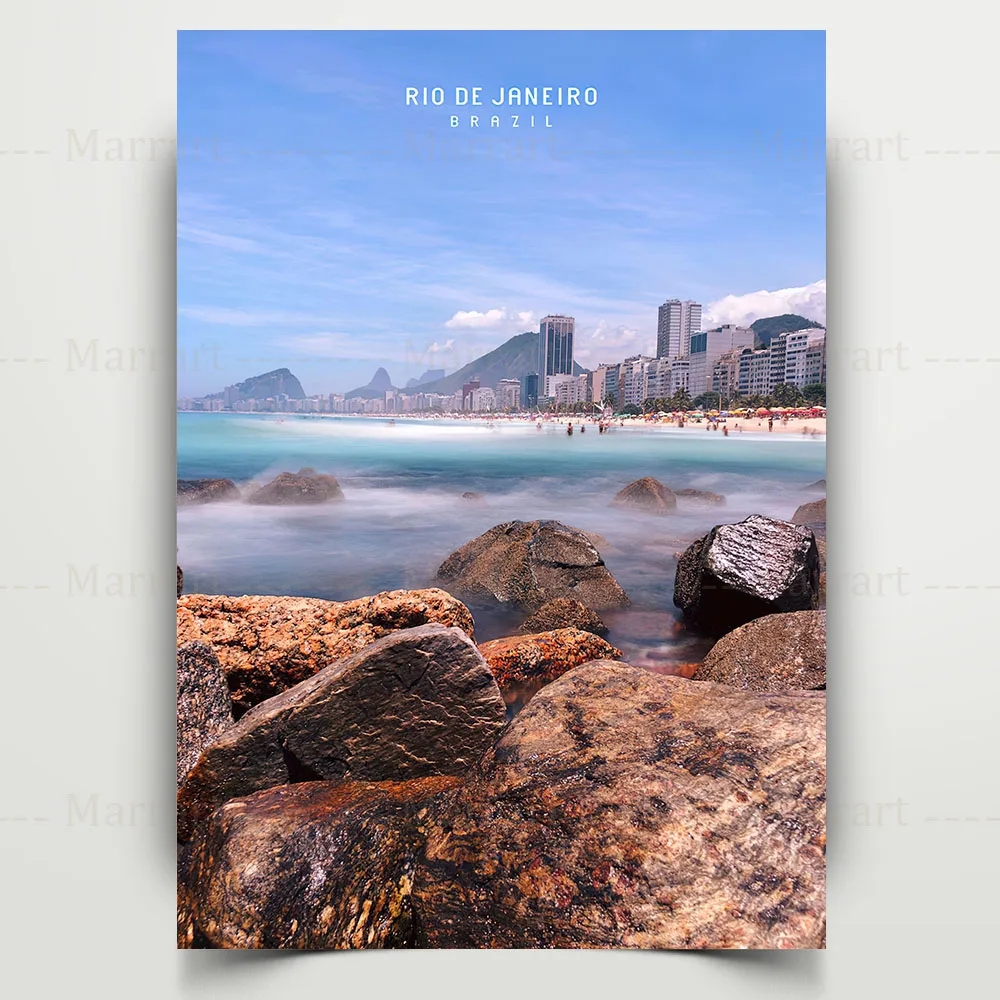 Rio De Janeiro,Brazil Landscape Art Poster Print Home Deocor Beach,Architecture,Mountain View Wall Art Canvas Painting Unframed