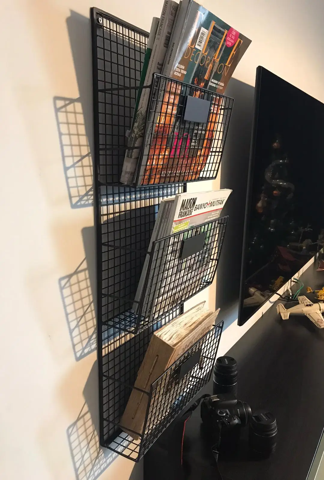 Logam Dinding Rak Rak Buku 3 Bermata Majalah Rak WD-233