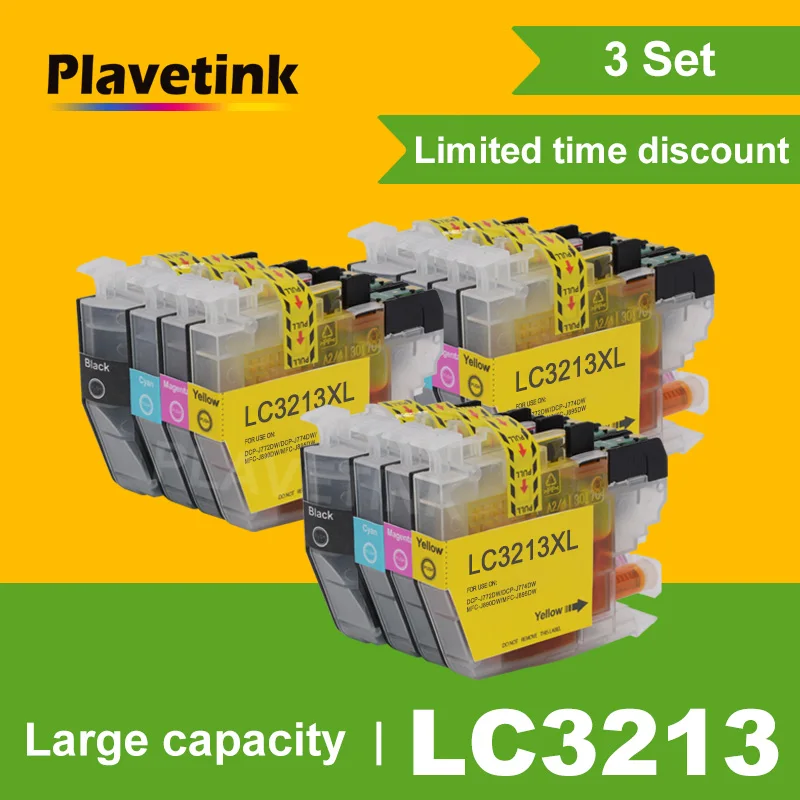 Plavetink 3set Ink Cartridge Compatible For Brother LC3213 XL DCP-J772DW DCP-J774DW MFC-J890DW MFC-J895DW Full Ink Cartridges