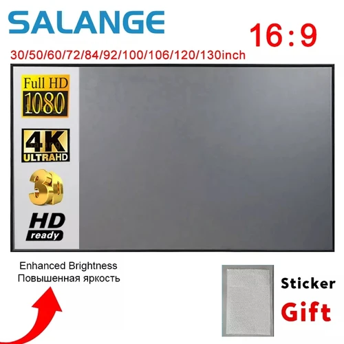 Imagen 1 del producto Pantalla de proyector Salange, pantalla de proyección de tela reflectante de 60 100 120 pulgadas para proyector YG300 XGIMI DLP LED Home Theater
