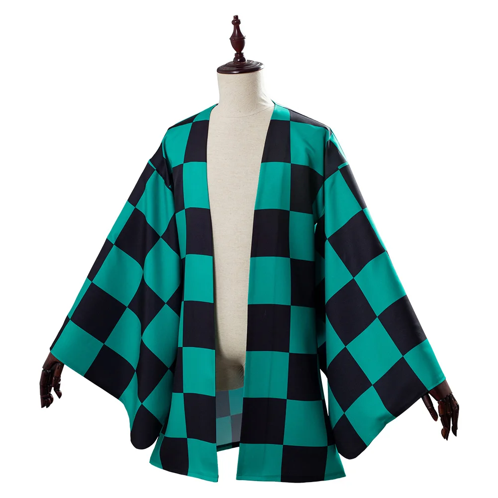 Tanjiro Kamado Anime Cosplay Costume pour hommes adultes, manteau Kimono Greeen