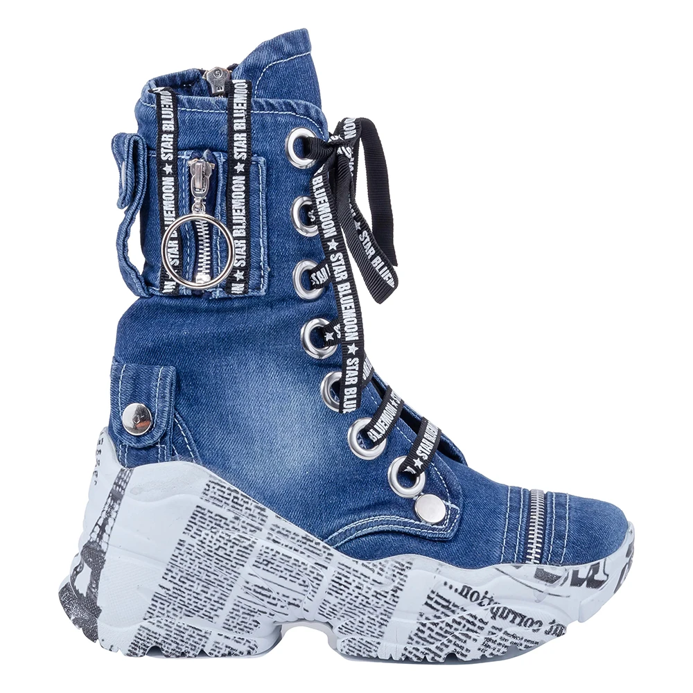 Denim Shoes Blue Denim Boots Women\'s Sports Shoes