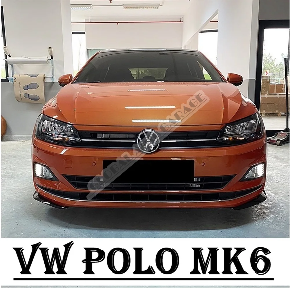 For VOLKSWAGEN POLO  Front Bumper Attachment Lip 2009-2021 Piano Glossy Black Splitter Diffuser Universal Spoiler Bumper