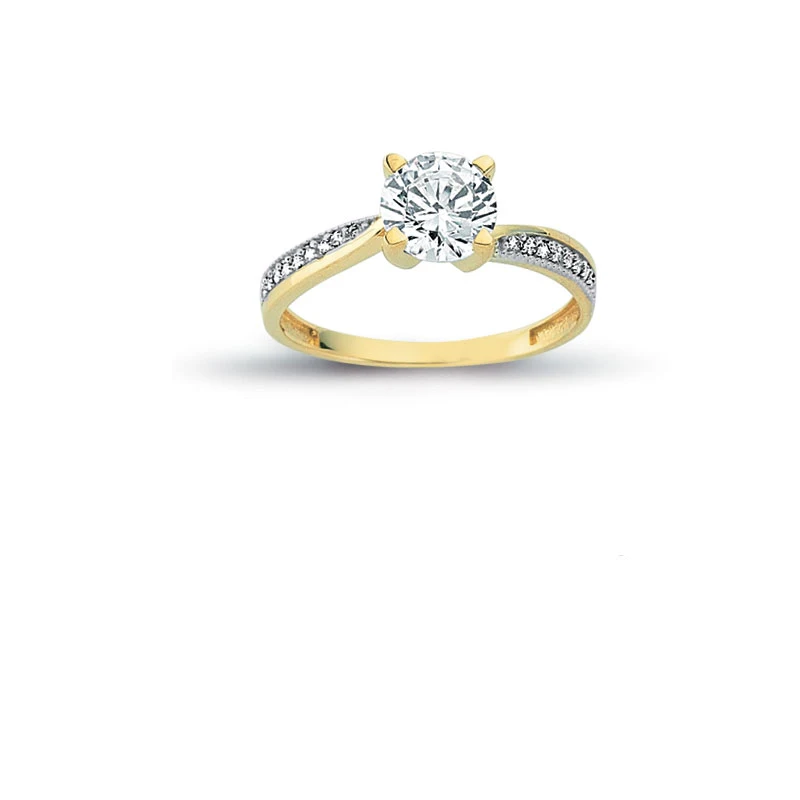 14K Solid Gold Sparkling Solitaire Engagement Wedding Ring