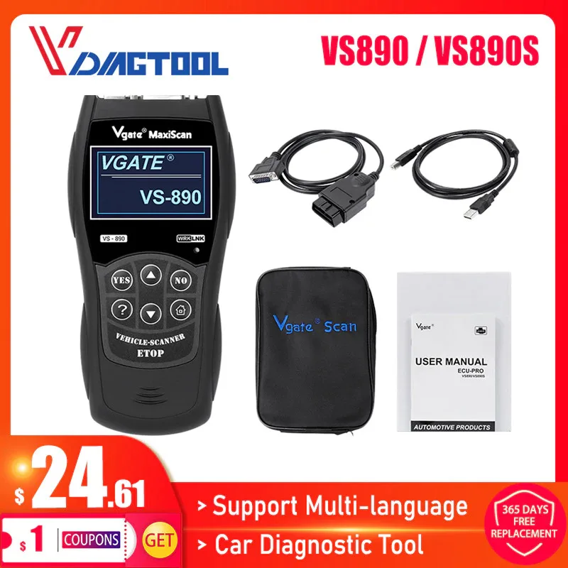 Newest VS890 OBD2 Code Reader Universal VGATE VS890 OBD2 Scanner Multi-language Car Diagnostic Tool MaxiScan VS890