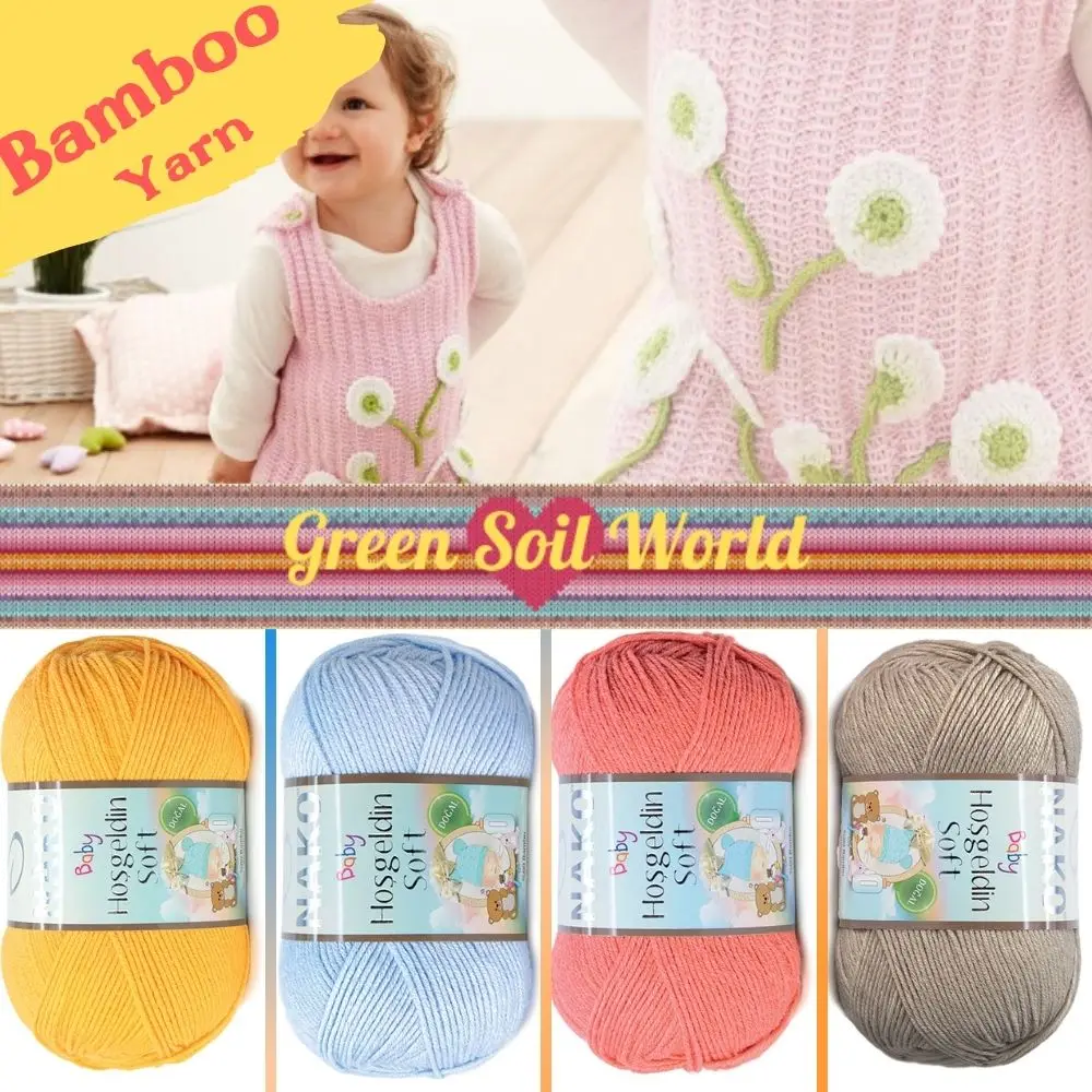 Bamboo Knitted Yarn - 30 Color Options 230 Meter (100gr) - Hand Knitting Ball - Nako Hoşgeldin Soft - Multicolor - Cardigan - Sweater - Polyamide - Beanie - Booties - Scarf - Berets - Room textile - Baby -  DIY