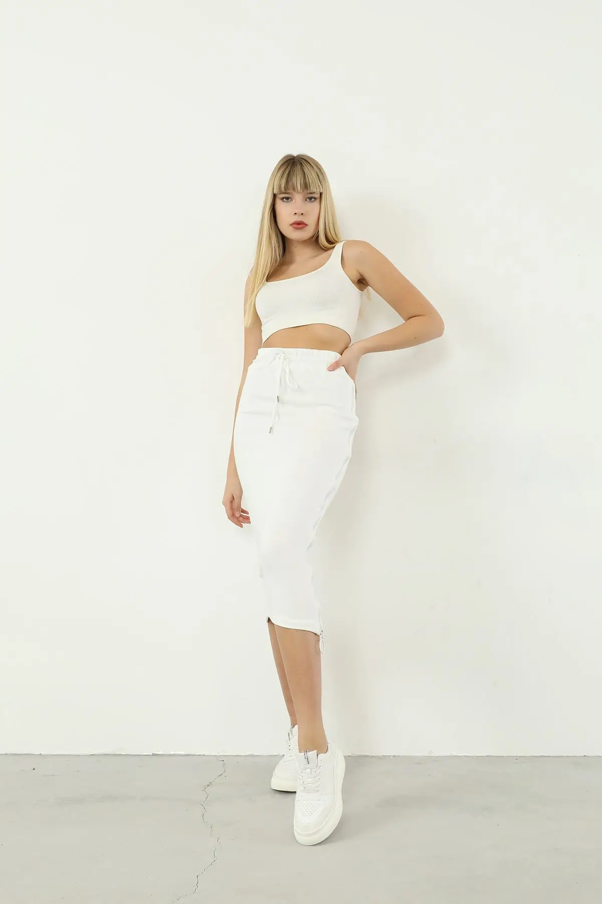 Zipper Detail Skirt Summer Women Midi Skirts Women 'S Clothing Fashion Girls Cute Kawaii Skirts For Ladies Streetwear Slim Sexy