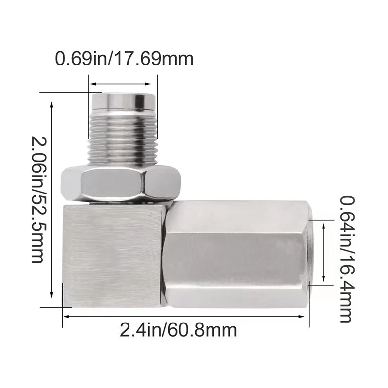 O2 Oxygen Sensor Extender Adapter 90 Degree Real Mini Catalytic Converter 201 Stainless Steel Oxygen Sensor Spacer Adapter