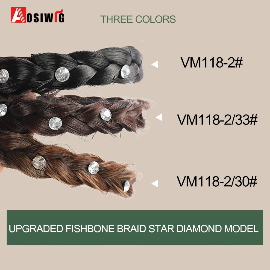 AOSI 1PC Synthetische Damen Haar Breite Fishbone Zöpfe Nicht-slip Stirnband Handgemachte Retro Stirnband Styling Kopfbedeckungen Zubehör – Detail 34