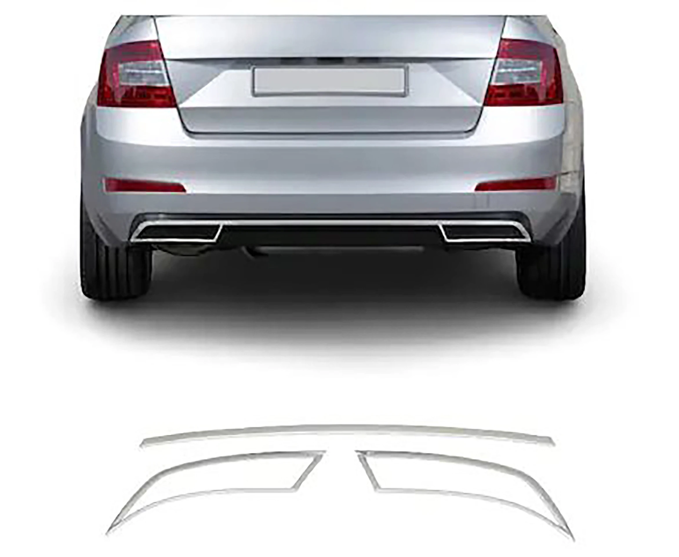 For Skoda Octavia A7 Chrome Exhaust Type Rear Diffuser 2 or 3 Pieces 2013 and Ten ISO9001 / 2008 A + Quality Modified Design