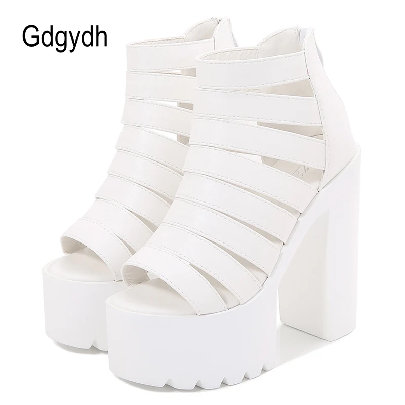 Gdgydh sandali con plateau estivi da donna tacchi alti tacchi neri da ufficio da donna Sexy con cinturino incrociato con cerniera scarpe romane Peep