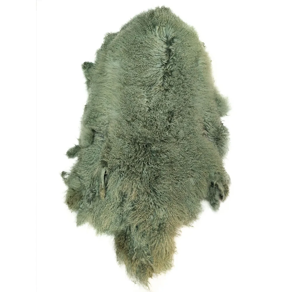 

Long wool natural real sheep skin curly lamb fur mongolian lamb fur pelt rug