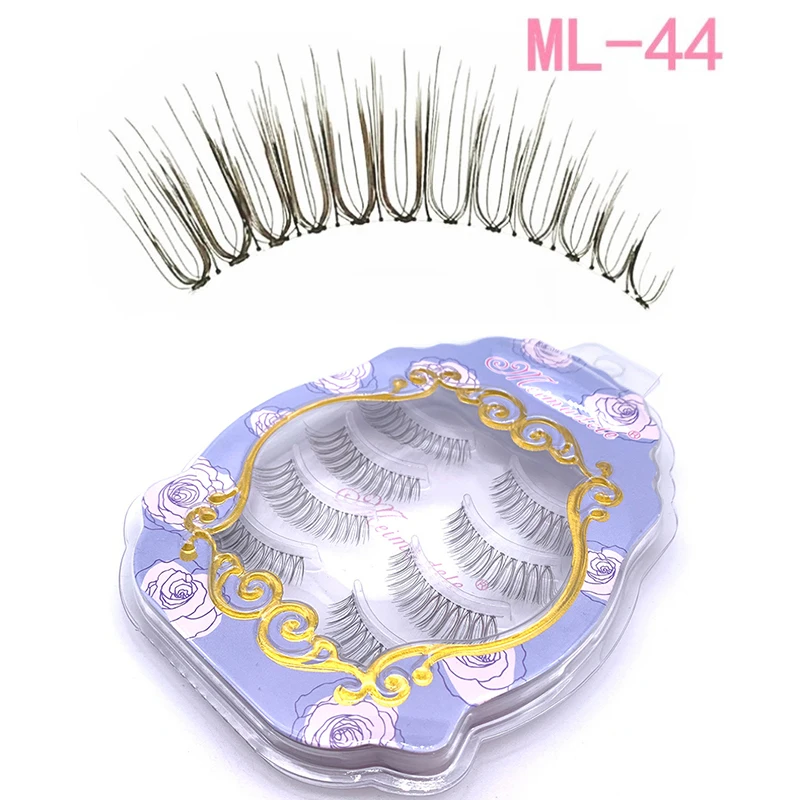 4 Pairs Silk Streifen Wimpern Volumen Falsche lash Natur Lange Schwarz Handgemachte Klar Band Auge LashesSet – Detail 1
