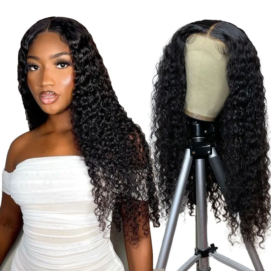 Transparent Lace Perucian Water Wave Lace Wig 100% Human Hair Lace Wigs Deep Wave Wig Curly Human Hair Wig 4x4 Lace Closure Wig