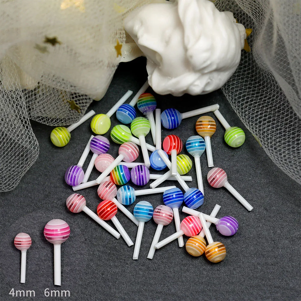 50pcs/Bag Cute Lollipop Nail Art Charms 3D Resin Kawaii Nail Accessories Design Jewelry Manicure Rainbow Nail Decorations