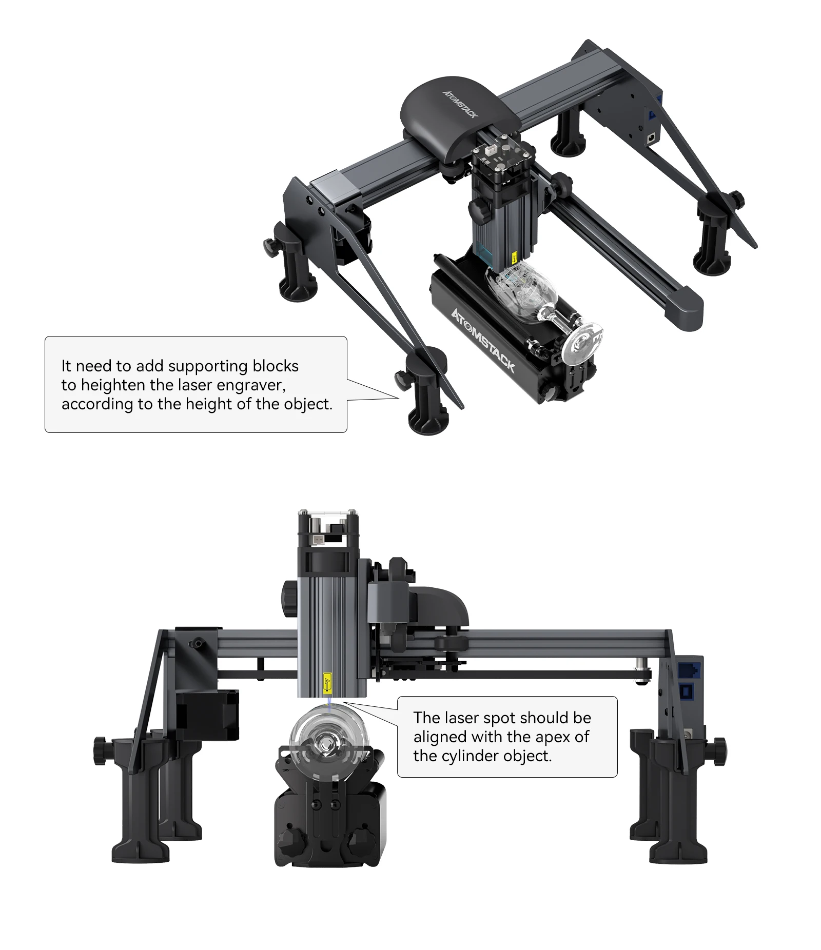 Atomstack-Rodillo giratorio R3 Pro con soporte Separable para grabador láser CNC 95%, para objetos extremadamente largos y grandes, cilíndrico